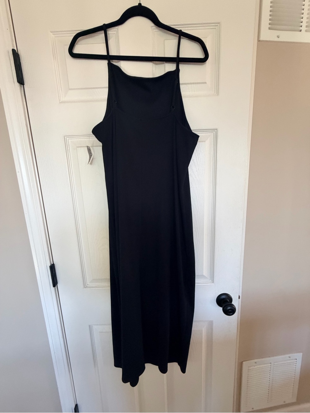Black Slip Midi Dress with Spaghetti Straps